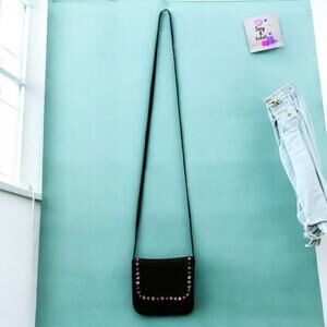 Women's Black Crossbody Bag with Colorful Beaded Accents Purse